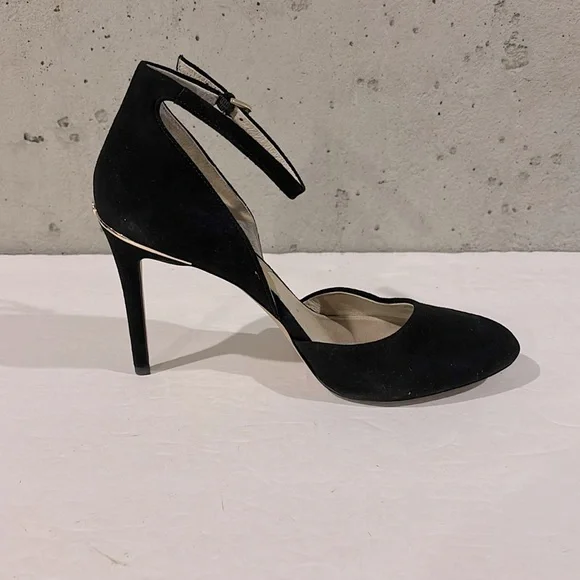 Michael Michael Kors Black Suede Georgia Ankle Strap Almond-Toe Pump - Size 9.5 - Picture 3 of 10